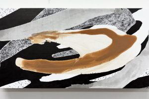 KuroKuroShiro+ XLVII, 6 x 12 inches, pigments, animal glue, gypsum, Sumi on wood, 2025